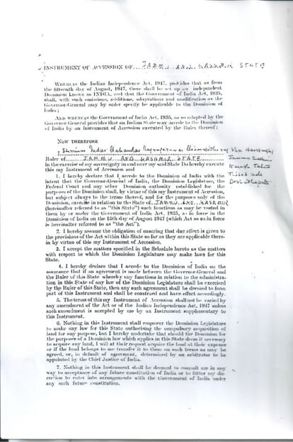  How was Kashmir's accession to India?