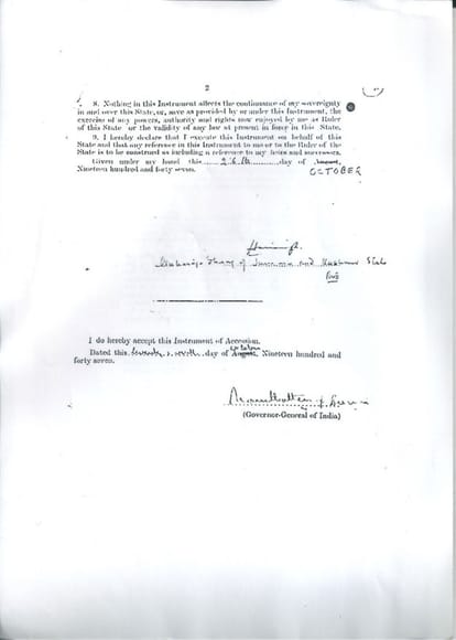  How was Kashmir's accession to India?