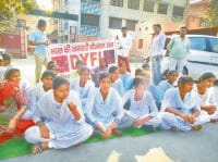 jind, deo office, office, students, protest,  harayana