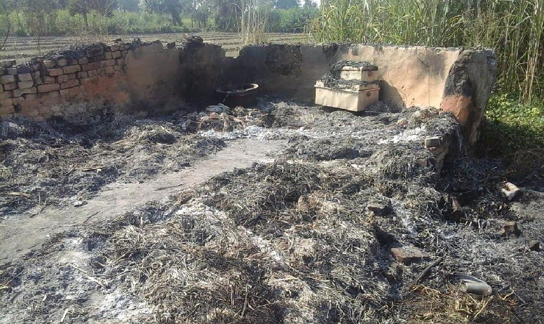Old woman was burnt alive in the hut in mysterious circumstances