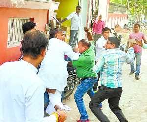 Kick-boxing between two factions fiercely