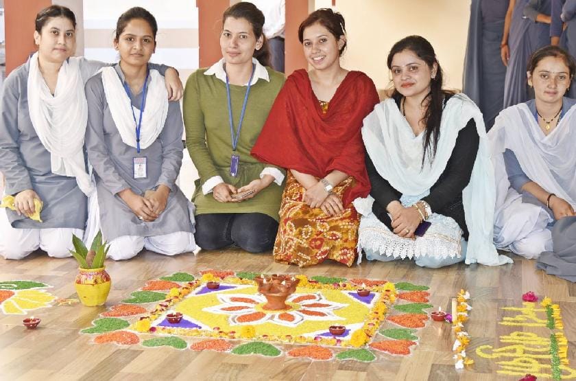 Rangoli adorned in school