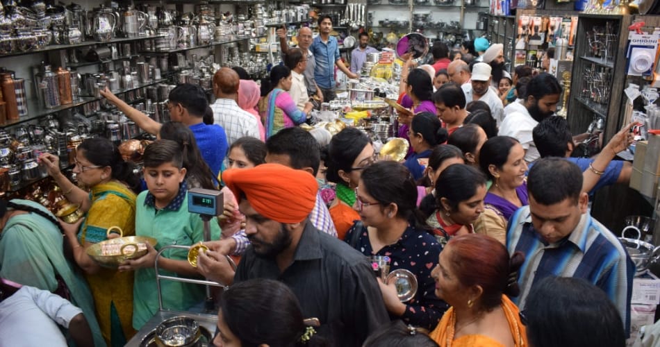 Dhanteras market in tricity, Shopping of jewelry cars bikes 