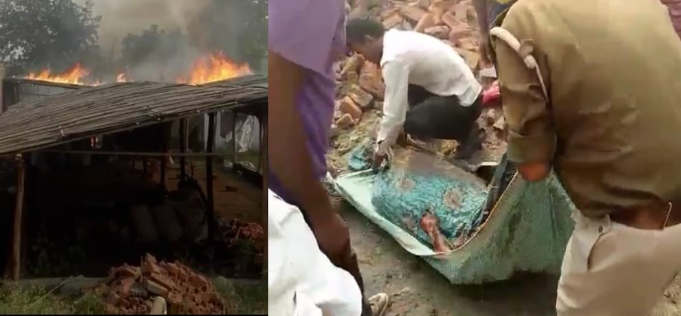 fire in cracker factory of loni ghaziabad, one dead two injured