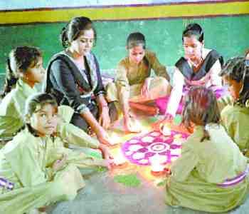 Rangoli made by children in schools