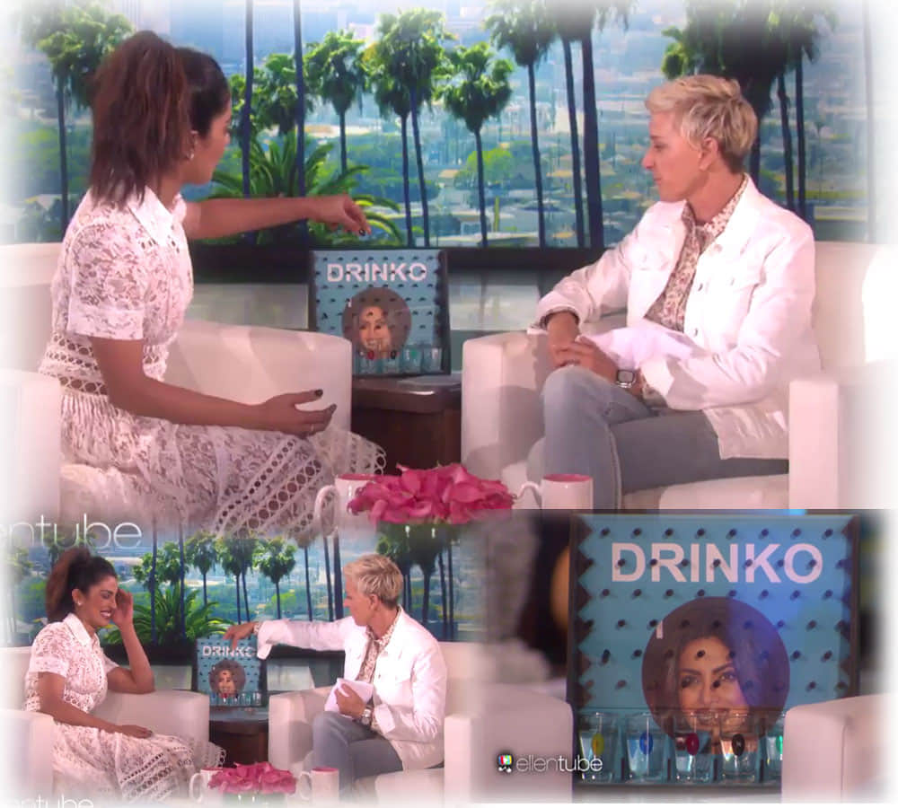 priyanka chopra takes a tequila shot during tv show 