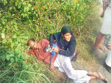 Bike rider injured in collision loader couple