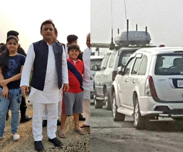  UP CM Akhilesh Yadav drives at lucknow agra express way.