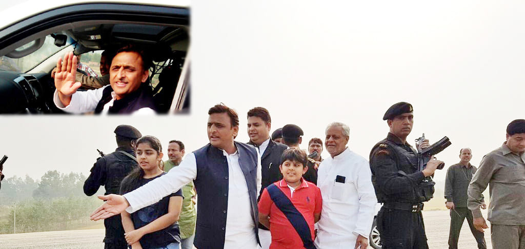 cm akhilesh yadav  took test drive on yamuna expressway 
