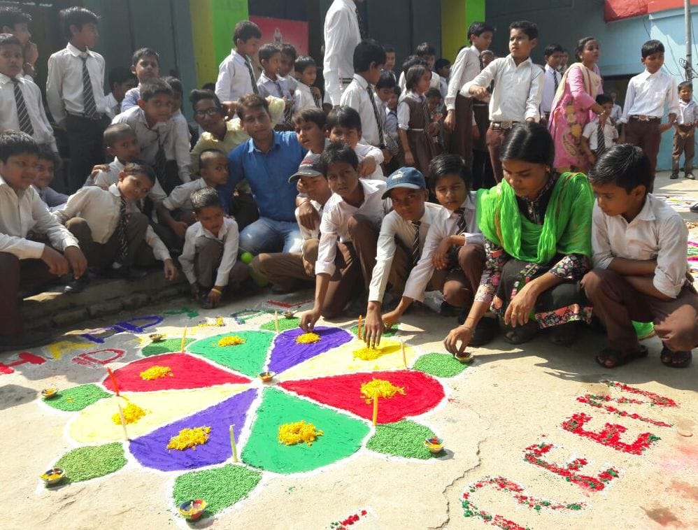 Children made rangoli