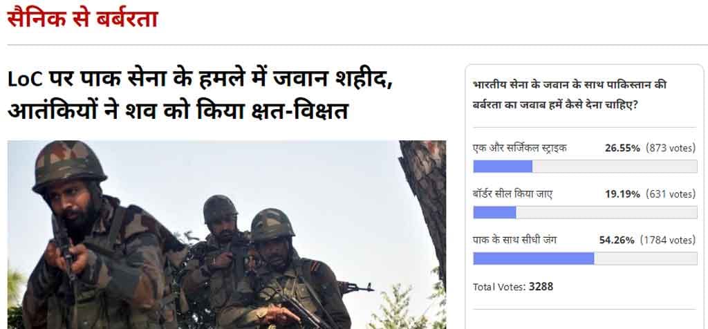 Amar Ujala Poll: The war is the right answer to Pakistan for its Vandalism with martyr's body
