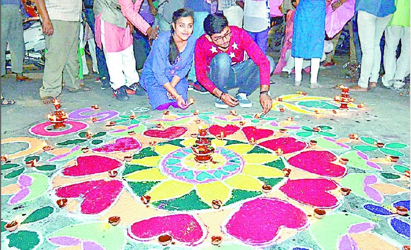 Rangoli making tribute