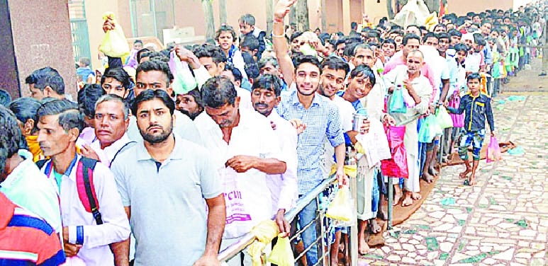Temple devotees descended