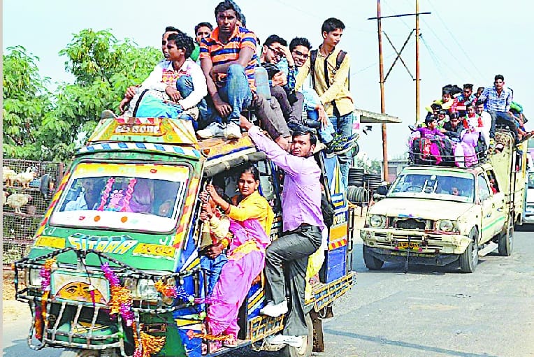 Heavy rush in buses and trains