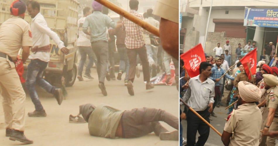 Protest of GNDTP contract workers union in Bhatinda, police Lathicharge on workers