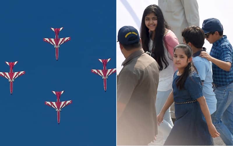 akhilesh yadav kids enjoy air show in lucknow