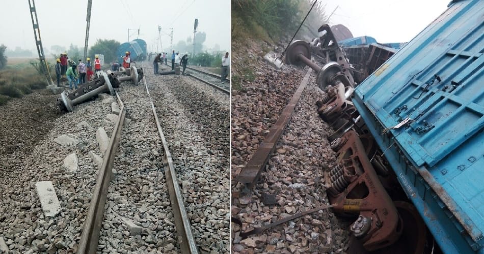 goods train derail in rohtak of haryana, trains route affected and many trains cancelled