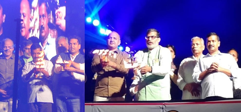 maha arti at yamuna ghat delhi, cm kejriwal announces 5 kilometer river front on yamuna