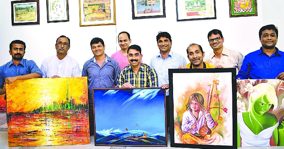 rajasthan and madhya prdesh culture based painting exhibition in punjab kala bhawan
