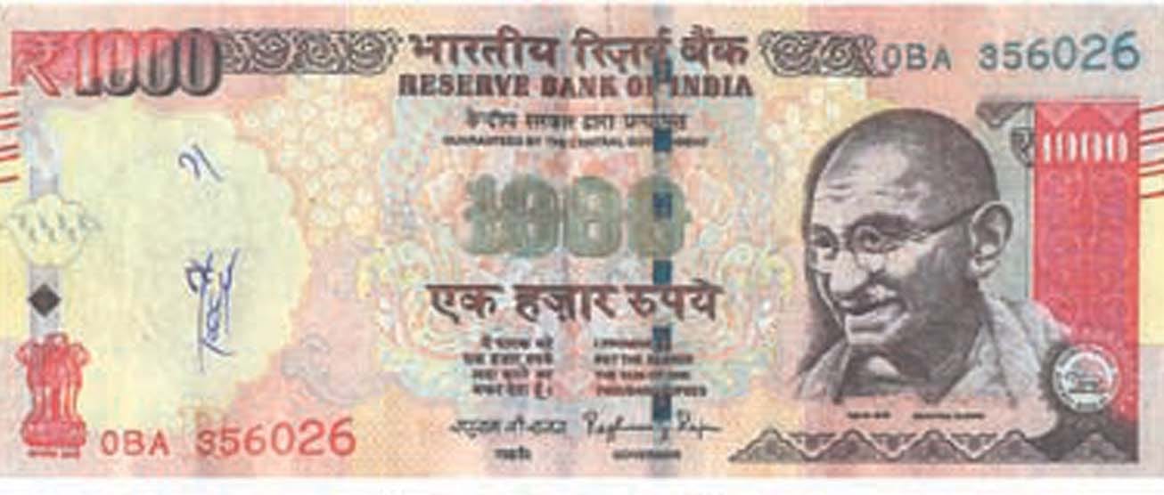 note of rupees 1000 would be fake