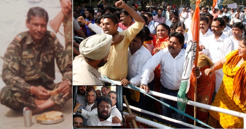 chandigarh congress protest on ex serviceman ramkishan suicide issue