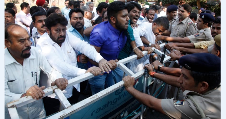 chandigarh congress protest on ex serviceman ramkishan suicide issue