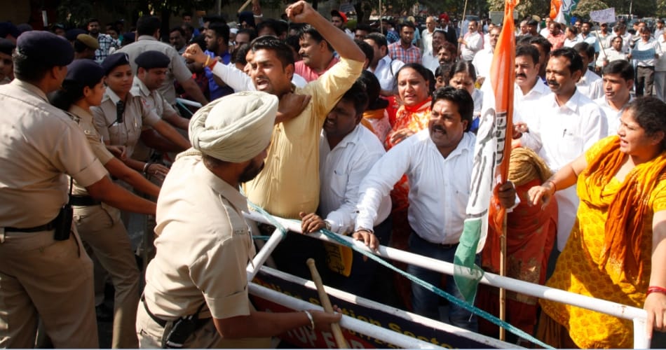chandigarh congress protest on ex serviceman ramkishan suicide issue