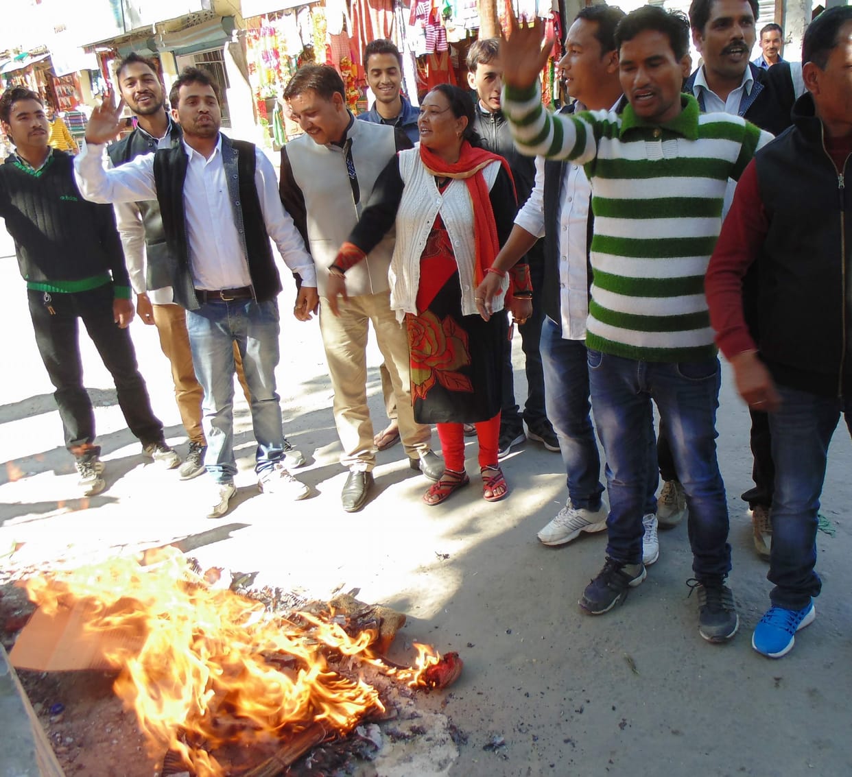 Demonstrations against the government, burnt effigies.