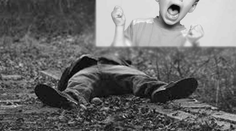 bloody corpse seeing children scream 