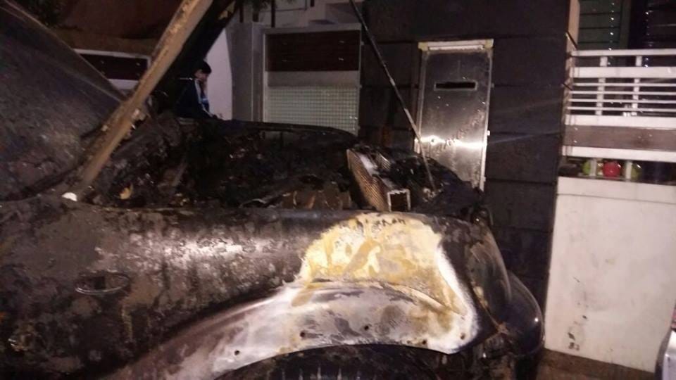 formar international footballer suv car burnt by scoundrals in chandigarh