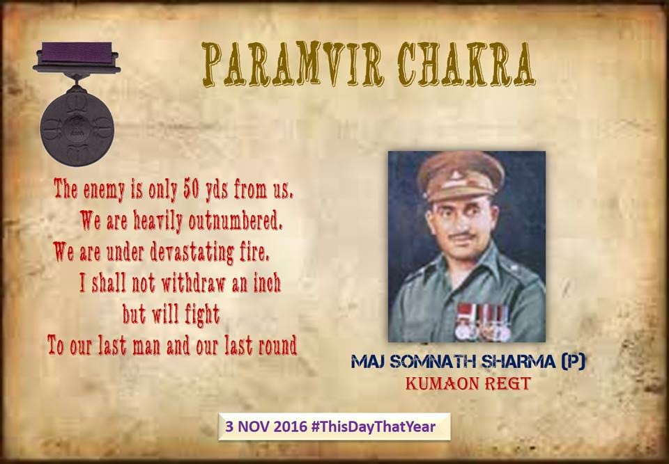 Stoy of major somnath sharma pvc indian army 