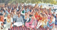NHM roared personnel ninth day, five workers, hunger strike, karnal
