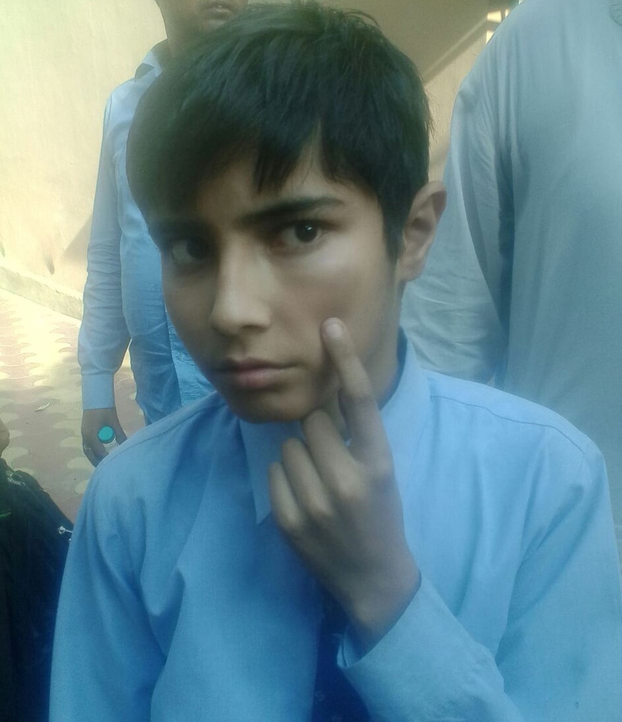student beaten by teacher to not saying yes sir