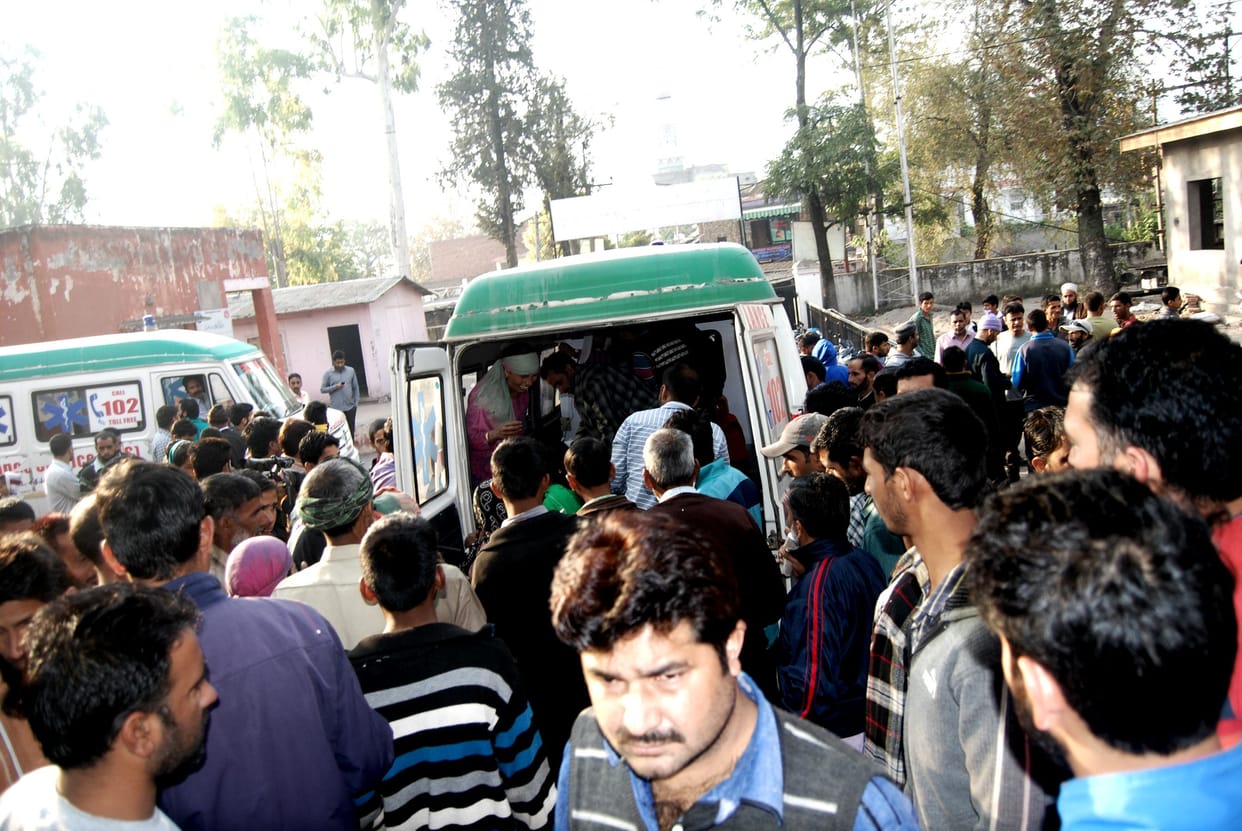 Trapped trucks, nine drivers including driver injured