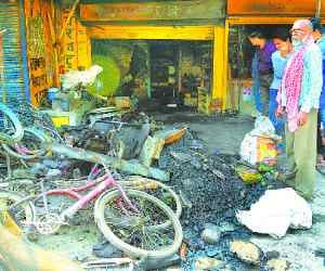 Shop burnt by flames