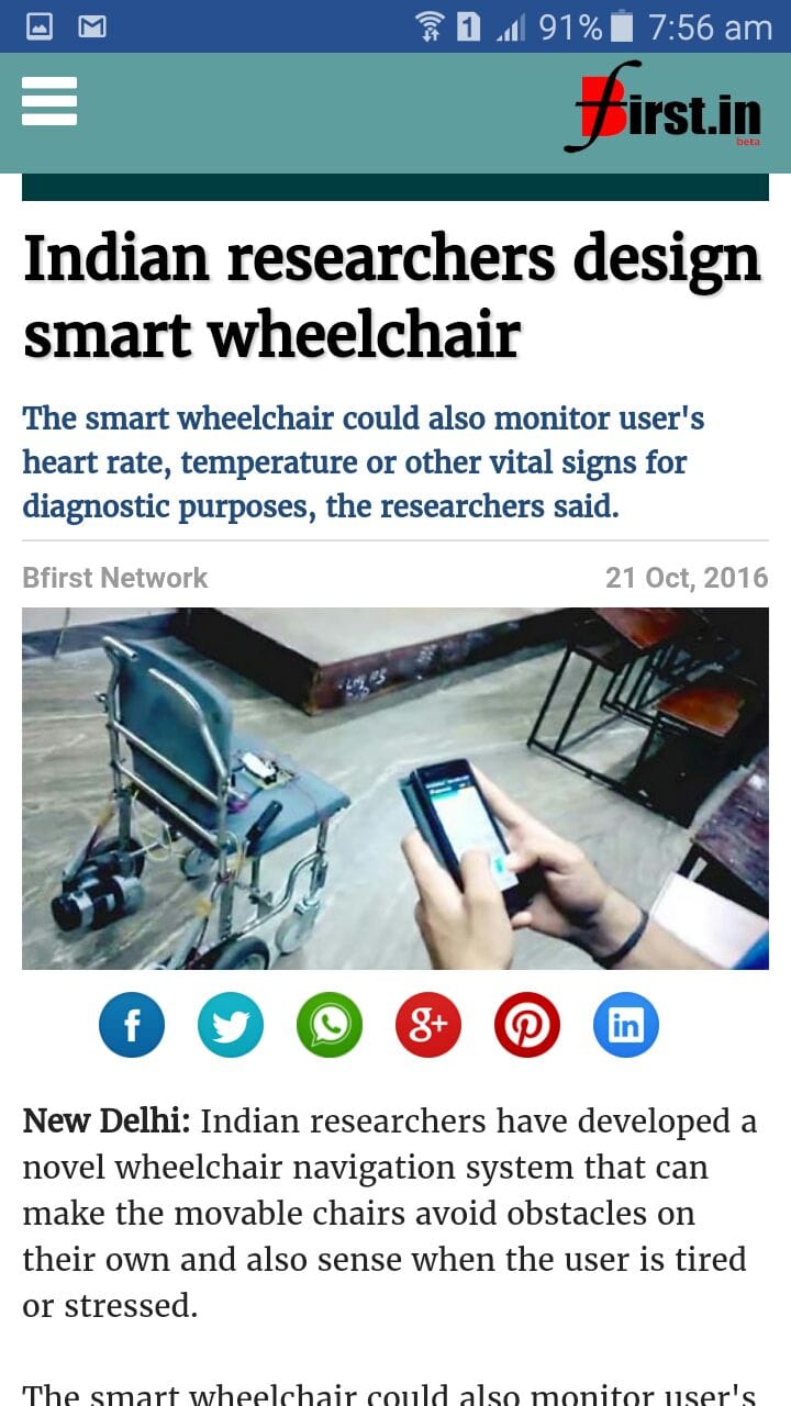 Intelligent Wheelchairs, divyanga's condition, family will own message, mdu scholar research