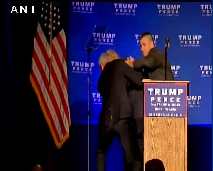 Donald Trump rushed off stage by Secret Service agents at rally