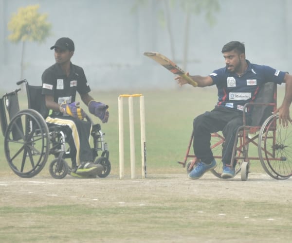wheel chair cricket in Lucknow.