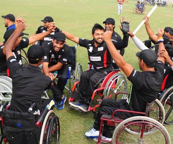 wheel chair cricket in Lucknow.