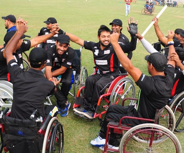 wheel chair cricket in Lucknow.