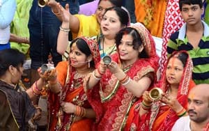 People who take vows faces were glowing with vermilion tints
