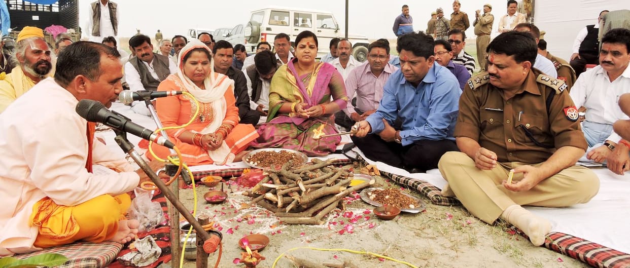 flag stablishment and ganga poojan in kakoda