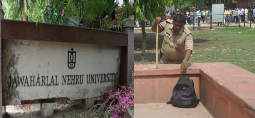 a heirless black bag full of weapons found in jnu