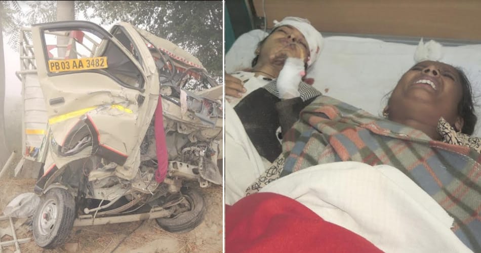 mini tempo collapses in between truck and bus, six people killed, eye witness told live story