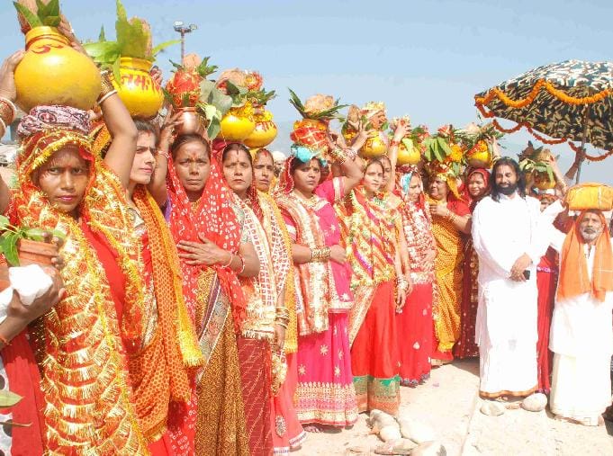 The visit began urn Bhagwat Katha