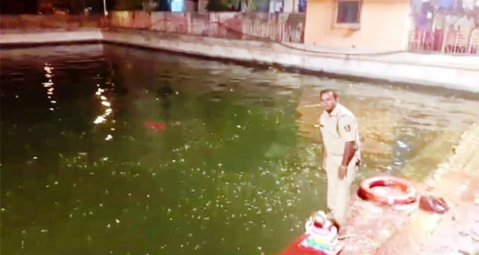 heavily drunk woman took first leap into pond again 