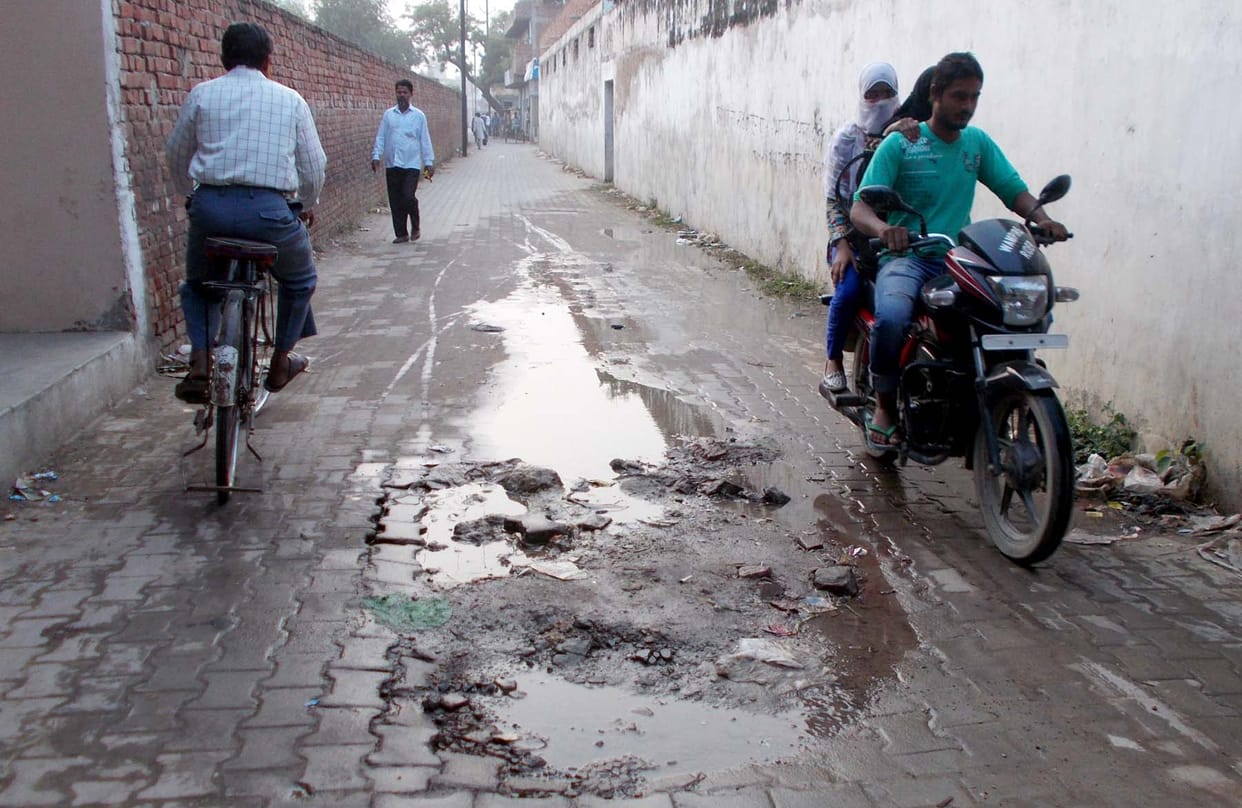 Water leakage from getting damaged road