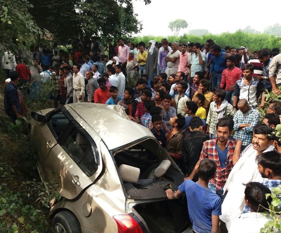 Upturned car collided with a tree, three dead
