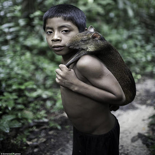 amazon tribe women breastfeed animals