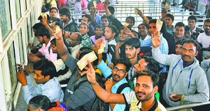 Chandigarh railway station, the crowd gathered at the ticket counter of passengers
